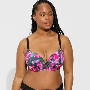 Torrid - 46C, Perfect T-Shirt Bra in Pink Blur Roses Floral Aventurine​​​​​​